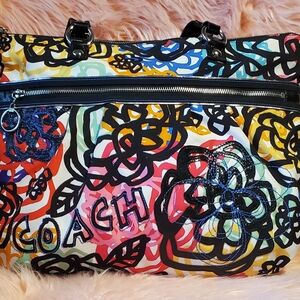 Coach Poppy Graphic Blossom Graffiti Glam Tote